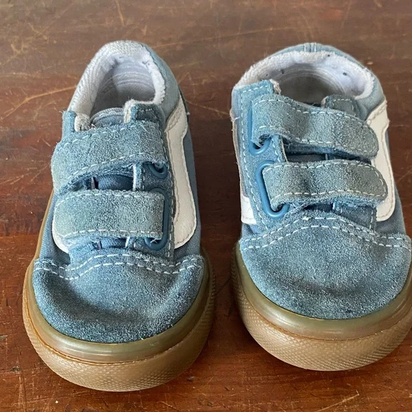 Vans Size 4.5 Size She Blue and White Velcro - Picture 5 of 5